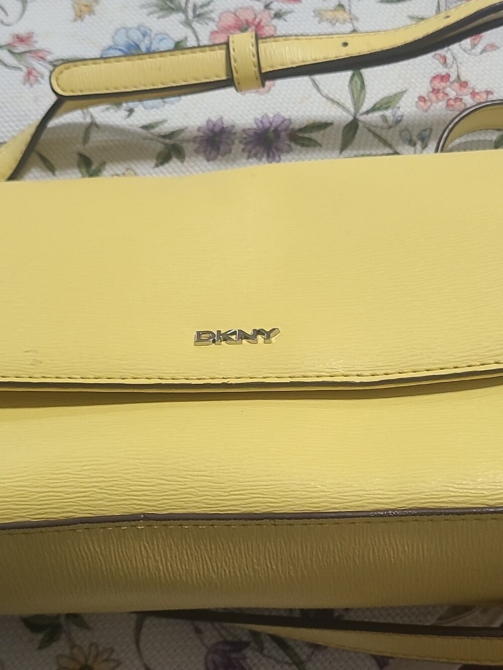 DKNY Lemon Yellow Leather Crossbody Bag